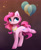 Size: 1600x1935 | Tagged: safe, artist:magnaluna, derpibooru import, pinkie pie, earth pony, pony, alternate hairstyle, balloon, cute, diapinkes, element of laughter, female, looking up, mare, raised leg, smiling, solo, unshorn fetlocks