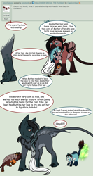 Size: 1269x2387 | Tagged: safe, artist:blackblood-queen, derpibooru import, oc, oc only, oc:annie belle, oc:daniel dasher, oc:lady lovegreen, oc:pandie, dracony, hybrid, pegasus, pony, baby, baby pony, fart, fire, fire fart, headbutt, mouth hold