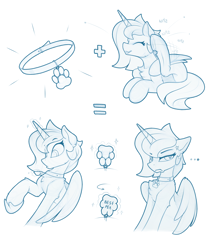 Size: 1800x2160 | Tagged: safe, artist:yakovlev-vad, derpibooru import, princess luna, alicorn, pony, behaving like a dog, collar, female, flea collar, mare, pony pet, solo