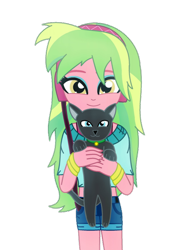 Size: 600x814 | Tagged: safe, artist:cbear624, lemon zest, cat, equestria girls, friendship games, looking at you, smiling