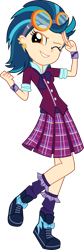 Size: 1844x5500 | Tagged: safe, artist:xebck, indigo zap, equestria girls, friendship games, absurd resolution, bracelet, clothes, crystal prep academy, crystal prep academy uniform, crystal prep shadowbolts, cute, ear piercing, earring, goggles, piercing, raised leg, school uniform, simple background, skirt, solo, transparent background, vector, wink, zapabetes