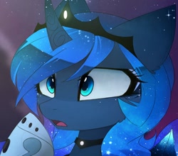 Size: 834x734 | Tagged: safe, alternate version, artist:magnaluna, derpibooru import, princess luna, alicorn, pony, beautiful, close-up, gasp, raised hoof, scene interpretation, solo, worried