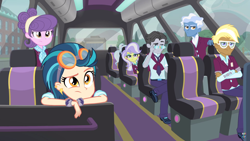 Size: 1920x1080 | Tagged: safe, screencap, indigo zap, jet set, pokey pierce, sci-twi, sugarcoat, suri polomare, trenderhoof, twilight sparkle, upper crust, equestria girls, friendship games, bus, clothes, crystal prep academy students, crystal prep academy uniform, school uniform