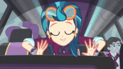 Size: 480x270 | Tagged: safe, screencap, indigo zap, jet set, suri polomare, equestria girls, friendship games, animated, are we gonna win?, close-up, it begins, it's coming right at us, looking at you, meme origin