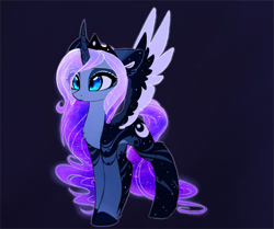 Size: 1280x1071 | Tagged: safe, artist:magnaluna, derpibooru import, princess luna, alicorn, pony, alternate design, alternate hairstyle, body markings, color porn, colored wings, colored wingtips, cute, lunabetes, solo, zefiros codex