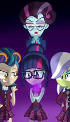 Size: 1600x2750 | Tagged: safe, artist:artypaints, indigo zap, principal abacus cinch, sci-twi, twilight sparkle, upper crust, equestria girls, friendship games, clothes, crystal prep academy uniform, magic capture device, school uniform, unleash the magic