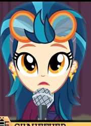 Size: 628x872 | Tagged: safe, screencap, indigo zap, acadeca, equestria girls, friendship games, cute, microphone, misspelling, solo, spelling bee, zapabetes