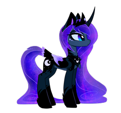 Size: 1738x1626 | Tagged: safe, artist:magnaluna, derpibooru import, princess luna, alicorn, pony, curved horn, simple background, solo, transparent background