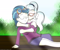 Size: 2300x1900 | Tagged: safe, artist:dotaandme, indigo zap, sugarcoat, equestria girls, friendship games, cute, eyes closed, female, human coloration, kissing, lesbian, shipping, sugarzap