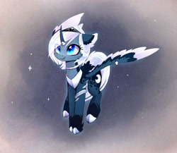 Size: 1843x1598 | Tagged: safe, alternate version, artist:magnaluna, derpibooru import, princess luna, alicorn, pony, alternate design, alternate hairstyle, alternate universe, colored pupils, crown, curved horn, cute, eyeshadow, female, flying, gradient background, jewelry, lunabetes, makeup, mare, regalia, simple background, smiling, solo, spread wings, stars, wings, zefiros codex