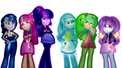 Size: 1305x726 | Tagged: safe, artist:galxtyshy, indigo zap, lemon zest, sci-twi, sour sweet, sugarcoat, sunny flare, twilight sparkle, equestria girls, friendship games, alternate universe, shadow six