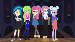 Size: 1280x719 | Tagged: safe, artist:mohawgo, artist:psshdjndofnsjdkan, artist:themexicanpunisher, indigo zap, lemon zest, sour sweet, sugarcoat, sunny flare, equestria girls, alternate universe, crystal prep shadowbolts, glasses, hipster, shadow five