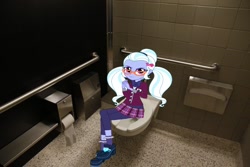 Size: 1020x680 | Tagged: safe, sugarcoat, equestria girls, friendship games, bathroom, but why, equestria girls in real life, toilet