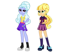 Size: 4200x3000 | Tagged: safe, artist:mixiepie, applejack, sugarcoat, equestria girls, friendship games, absurd resolution, alternate hairstyle, alternate universe, clothes, crystal prep academy, crystal prep academy uniform, role reversal, school uniform, simple background, transparent background