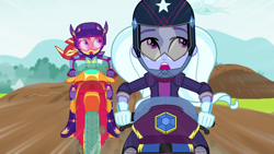 Size: 1280x720 | Tagged: safe, sugarcoat, sunset shimmer, equestria girls, friendship games, motorcross