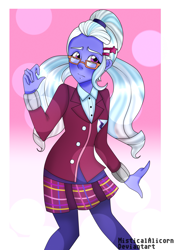 Size: 2507x3541 | Tagged: safe, artist:rainicornmagic, sugarcoat, equestria girls, friendship games, clothes, cute, looking at you, school uniform, solo, sugarcute