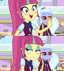 Size: 960x1072 | Tagged: safe, screencap, sour sweet, sugarcoat, dance magic, equestria girls, spoiler:eqg specials, bipolar, bowtie, clothes, crystal prep academy uniform, faic, freckles, pigtails, ponytail, school uniform, twintails