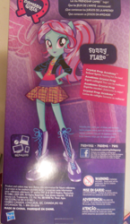 Size: 587x1009 | Tagged: safe, sunny flare, equestria girls, friendship games, box art, doll, equestria girls logo, school spirit, solo