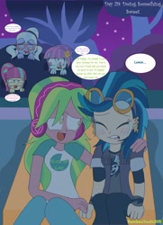 Size: 3368x4657 | Tagged: safe, artist:rainbowyoshi305, indigo zap, lemon zest, sour sweet, sugarcoat, sunny flare, equestria girls, friendship games, crying, female, lemonzap, lesbian, shadow five, shipping, speech bubble, story in the source