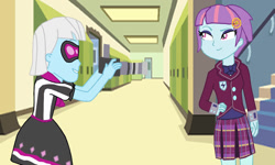 Size: 1280x768 | Tagged: safe, artist:artbrick, photo finish, sunny flare, equestria girls, friendship games, clothes, crystal prep academy uniform, school uniform