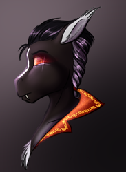 Size: 1076x1470 | Tagged: safe, artist:blackblood-queen, derpibooru import, oc, oc only, oc:damion bates, anthro, bat pony, anthro oc, bat pony oc, clothes, crying, eyeshadow, fangs, makeup, male, solo, stallion