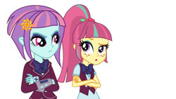 Size: 1024x576 | Tagged: safe, artist:caramels-photoshop, sour sweet, sunny flare, equestria girls, friendship games