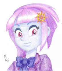 Size: 800x917 | Tagged: safe, artist:mayorlight, sunny flare, equestria girls, friendship games, bust, colored pencil drawing, portrait, solo, traditional art