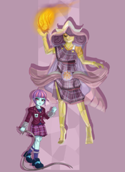 Size: 1949x2692 | Tagged: safe, artist:kul, sunny flare, equestria girls, friendship games, clothes, crystal prep academy uniform, persona, pleated skirt, school uniform, shin megami tensei, skirt, solo