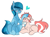 Size: 519x388 | Tagged: safe, artist:redxbacon, derpibooru import, oc, oc only, oc:coral, oc:historia, pony, blushing, chest fluff, eyes closed, female, floppy ears, glasses, heart, lesbian, love, mail, mare, simple background, smiling, white background