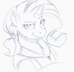 Size: 800x785 | Tagged: safe, artist:sirmasterdufel, rarity, pony, unicorn, monochrome, smug, smugity, solo