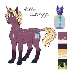 Size: 1521x1497 | Tagged: safe, artist:blackblood-queen, derpibooru import, oc, oc only, oc:cullen sutcliffe, pony, unicorn, digital art, male, reference sheet, smiling, solo, stallion