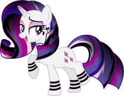 Size: 3886x3000 | Tagged: dead source, safe, artist:theshadowstone, derpibooru import, rarity, pony, unicorn, alternate hairstyle, eyeshadow, female, goth, gothic, gothity, mare, open mouth, piercing, ponymania, simple background, solo, tattoo, transparent background, vector