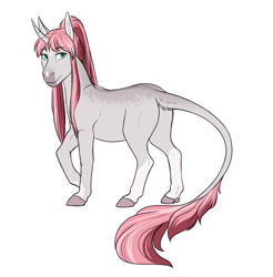 Size: 2865x2916 | Tagged: safe, artist:blackblood-queen, derpibooru import, oc, oc only, oc:rosie quartz, unicorn, digital art, female, horn, leonine tail, redesign, unicorn oc