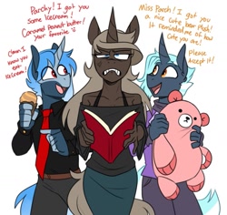 Size: 1145x1080 | Tagged: safe, artist:redxbacon, derpibooru import, oc, oc only, oc:parch well, oc:pillow talk, oc:silver spade, anthro, unicorn, female, male