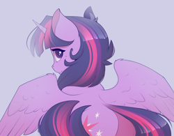 Size: 2033x1584 | Tagged: safe, artist:evehly, derpibooru import, twilight sparkle, twilight sparkle (alicorn), alicorn, pony, cute, female, looking at you, looking back, looking over shoulder, mare, plot, rear view, solo, spread wings, twiabetes, twibutt, wings