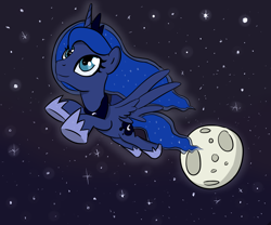 Size: 6000x5000 | Tagged: dead source, safe, artist:icy-spy, princess luna, alicorn, pony, absurd resolution, flying, moon, solo, space