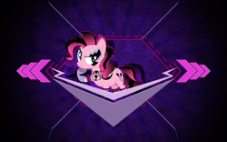Size: 2560x1600 | Tagged: safe, artist:laszlvfx, artist:theshadowstone, derpibooru import, edit, pinkie pie, earth pony, pony, abstract background, clothes, female, goth, gothic, mare, raised eyebrow, socks, solo, wallpaper, wallpaper edit