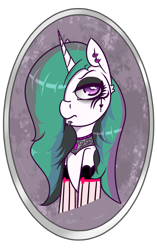 Size: 626x1000 | Tagged: safe, artist:lazerblues, princess celestia, alicorn, pony, clothes, ear piercing, goth, lip piercing, piercing, punklestia, socks