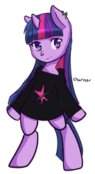 Size: 1055x1920 | Tagged: safe, artist:acharmingpony, twilight sparkle, pony, bipedal, clothes, cute, earring, looking at you, nose ring, piercing, punk, smiling, solo