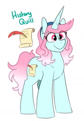 Size: 985x1413 | Tagged: safe, artist:redxbacon, derpibooru import, oc, oc only, oc:history quill, unicorn