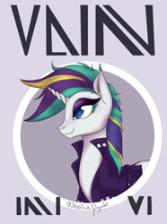 Size: 1024x1373 | Tagged: safe, artist:jessicanyuchi, derpibooru import, rarity, pony, unicorn, it isn't the mane thing about you, alternate hairstyle, fashion, female, magazine cover, magazine cover rarity, mare, punk, raripunk, solo, vain