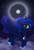 Size: 688x1018 | Tagged: safe, artist:bswprecious, princess luna, alicorn, pony, cloud, cloudy, flying, moon, night, solo