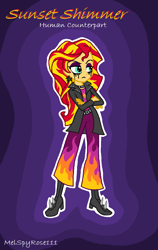 Size: 773x1221 | Tagged: dead source, safe, artist:melspyrose, sunset shimmer, equestria girls, boots, eyeliner, eyeshadow, high heel boots, high heels, human counterpart, human sunset, makeup, punk, punkset shimmer, running makeup, shoes