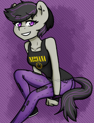 Size: 600x785 | Tagged: safe, artist:ask-punk-octavia, octavia melody, anthro, plantigrade anthro, alternate hairstyle, ask-punk-octavia, punk, smiling, solo