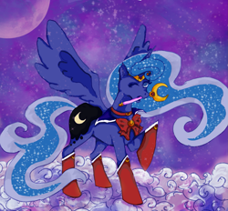 Size: 1729x1607 | Tagged: safe, artist:paw07, princess luna, alicorn, pony, mouth hold, sailor moon, solo