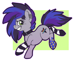 Size: 952x774 | Tagged: safe, artist:cotykaye, oc, oc only, earth pony, pony, clothes, collar, ear piercing, piercing, punk, simple background, socks, solo, striped socks, transparent background