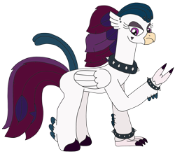 Size: 2786x2448 | Tagged: safe, artist:supahdonarudo, queen novo, classical hippogriff, hippogriff, my little pony: the movie, collar, cuffs, devil horn (gesture), makeup, painted nails, piercing, punk, simple background, spiked collar, spiked wristband, transparent background, wristband