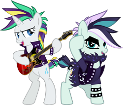 Size: 7095x6039 | Tagged: safe, artist:jhayarr23, derpibooru import, coloratura, rarity, pony, unicorn, it isn't the mane thing about you, absurd resolution, alternate costumes, alternate hairstyle, bipedal, clothes, countess coloratura, electric guitar, guitar, open mouth, punk, rarararara, raripunk, simple background, transparent background