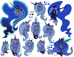 Size: 1304x1000 | Tagged: safe, artist:luckyneko1, nightmare moon, princess luna, alicorn, pony, female, horn, mare, sketch dump