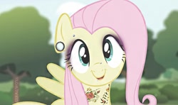 Size: 646x382 | Tagged: safe, derpibooru import, fluttershy, pegasus, pony, piercing, punk, tattoo